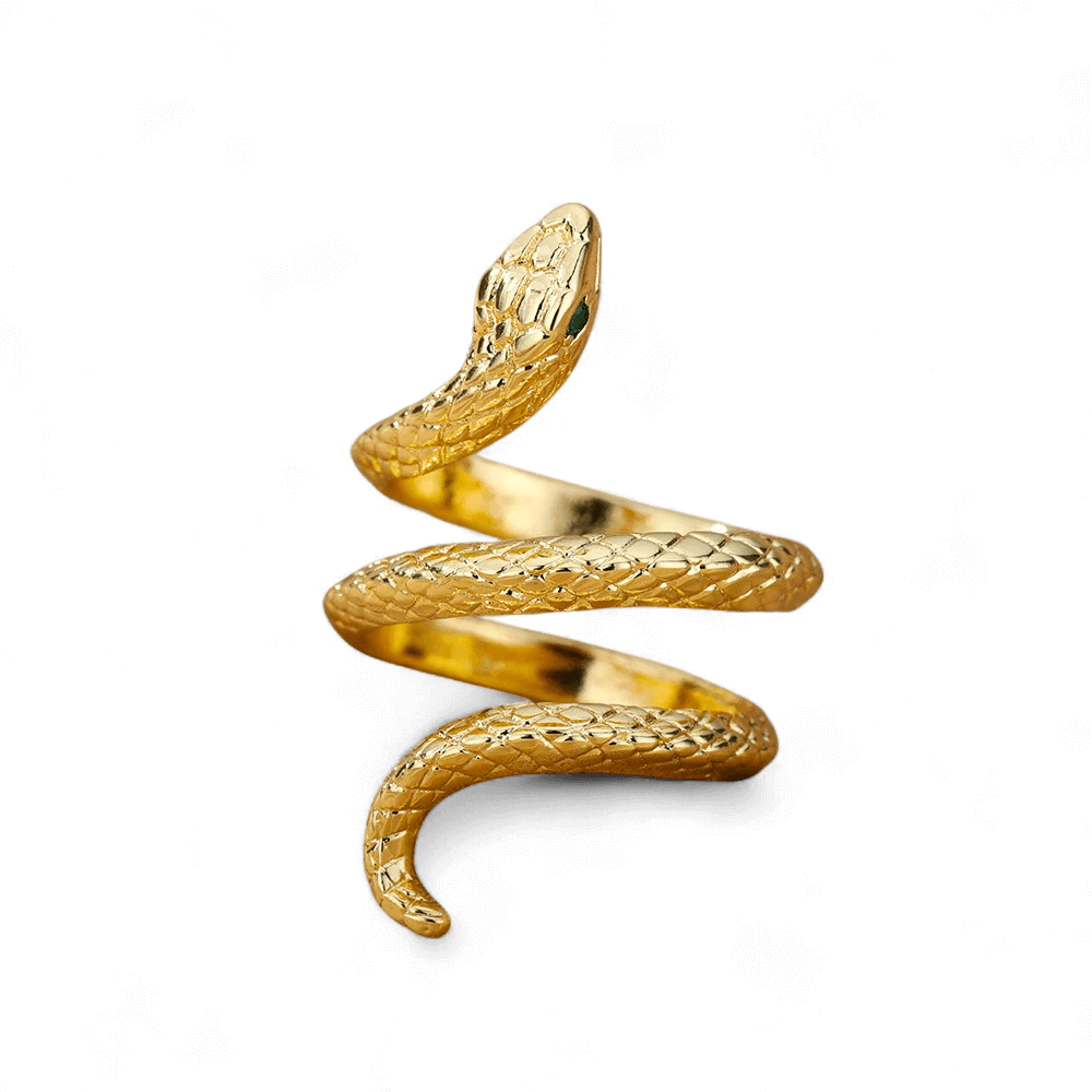 Anel Ajustável Serpente Banhado em Ouro 18k