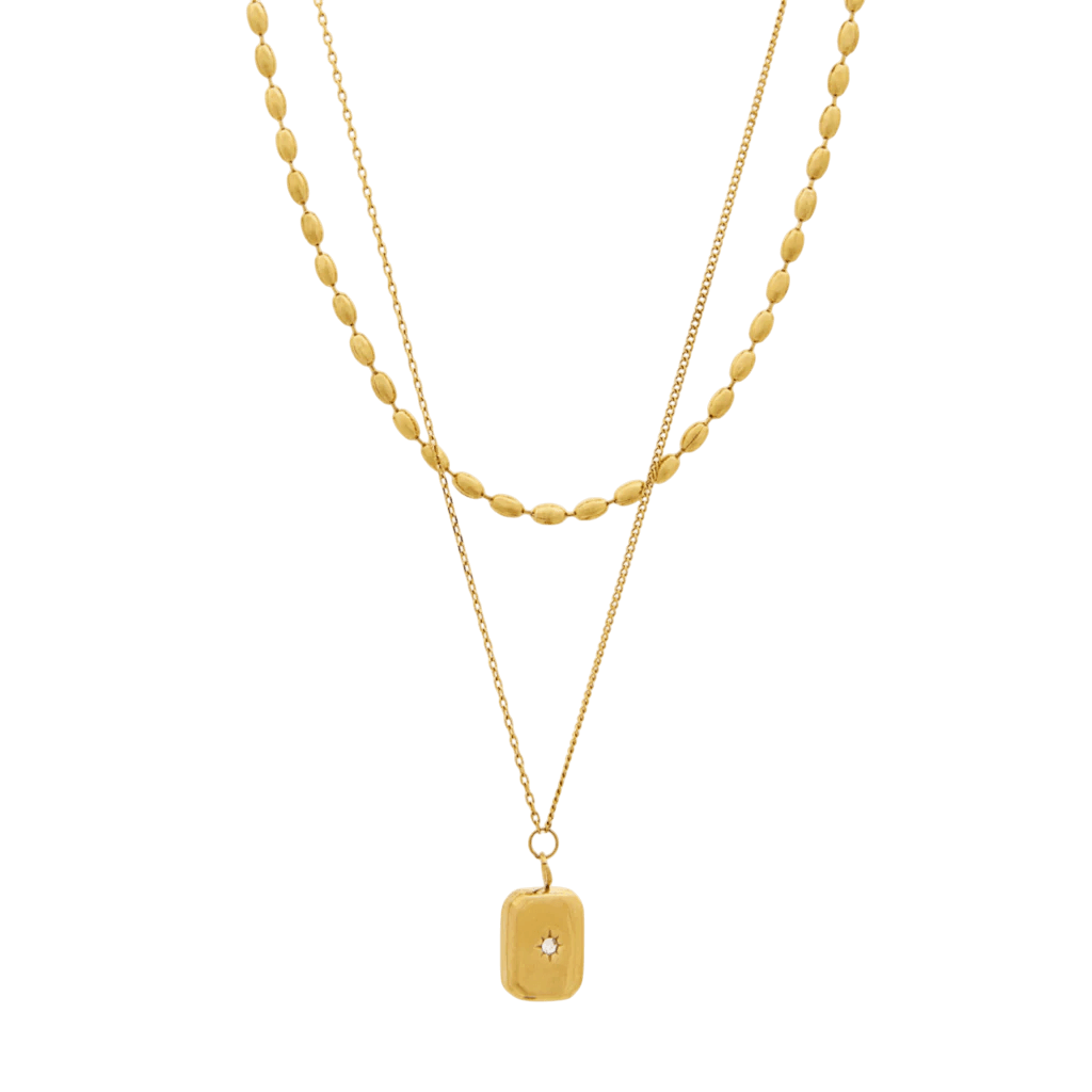 Colar Duplo Santorini Banhado em Ouro 18k