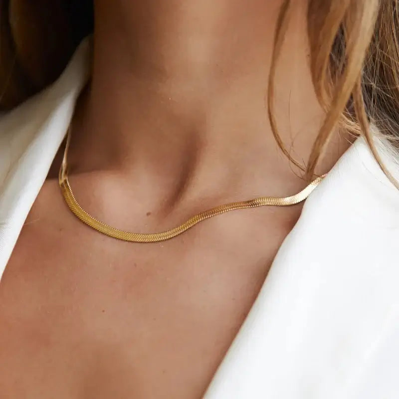 Colar Malha Snake Dourado Banhado em Ouro 18k