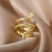 Anel Ajustável Serpente Banhado em Ouro 18k