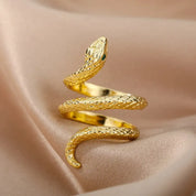Anel Ajustável Serpente Banhado em Ouro 18k