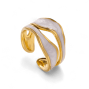 Anel Ajustável Duplo Orgânico Banhado em Ouro 18k