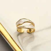 Anel Ajustável Duplo Orgânico Banhado em Ouro 18k