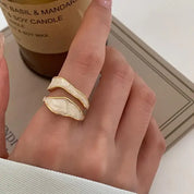 Anel Ajustável Duplo Orgânico Banhado em Ouro 18k