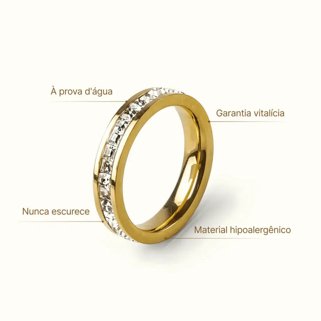 Anel Brilhante Banhado em Ouro 18k