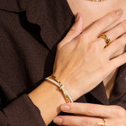 Bracelete Romano Zircônia Banhado em Ouro 18k