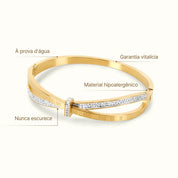 Bracelete Romano Zircônia Banhado em Ouro 18k