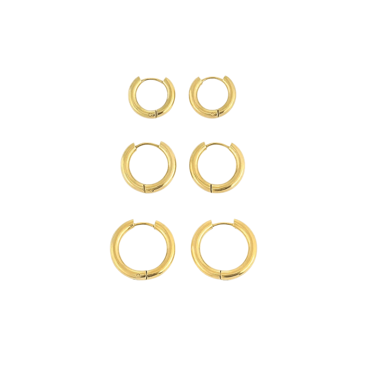 Brinco Trio de Argolas Banhado em Ouro 18k