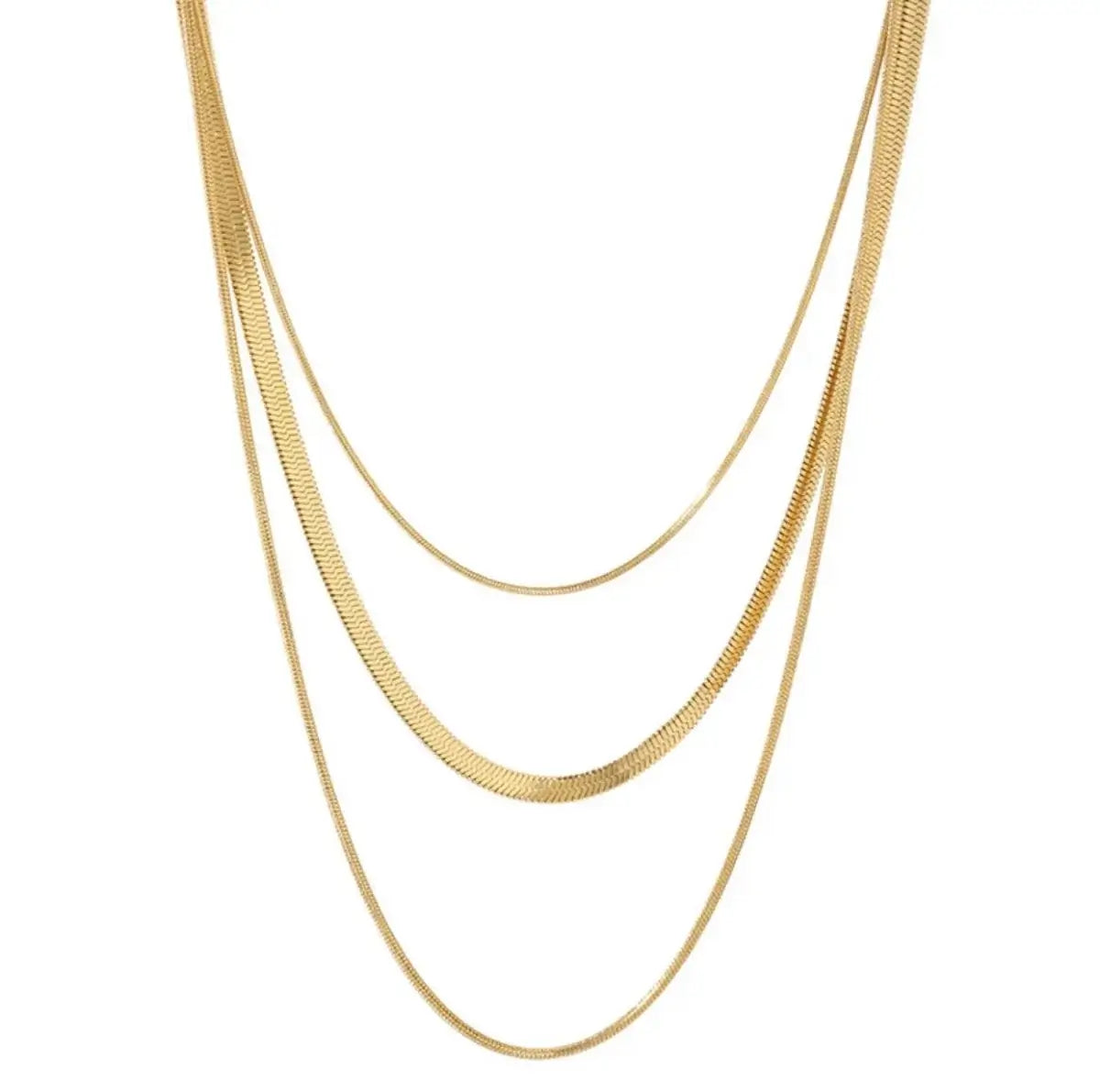Colar Trio Camadas Malha Banhado em Ouro 18k