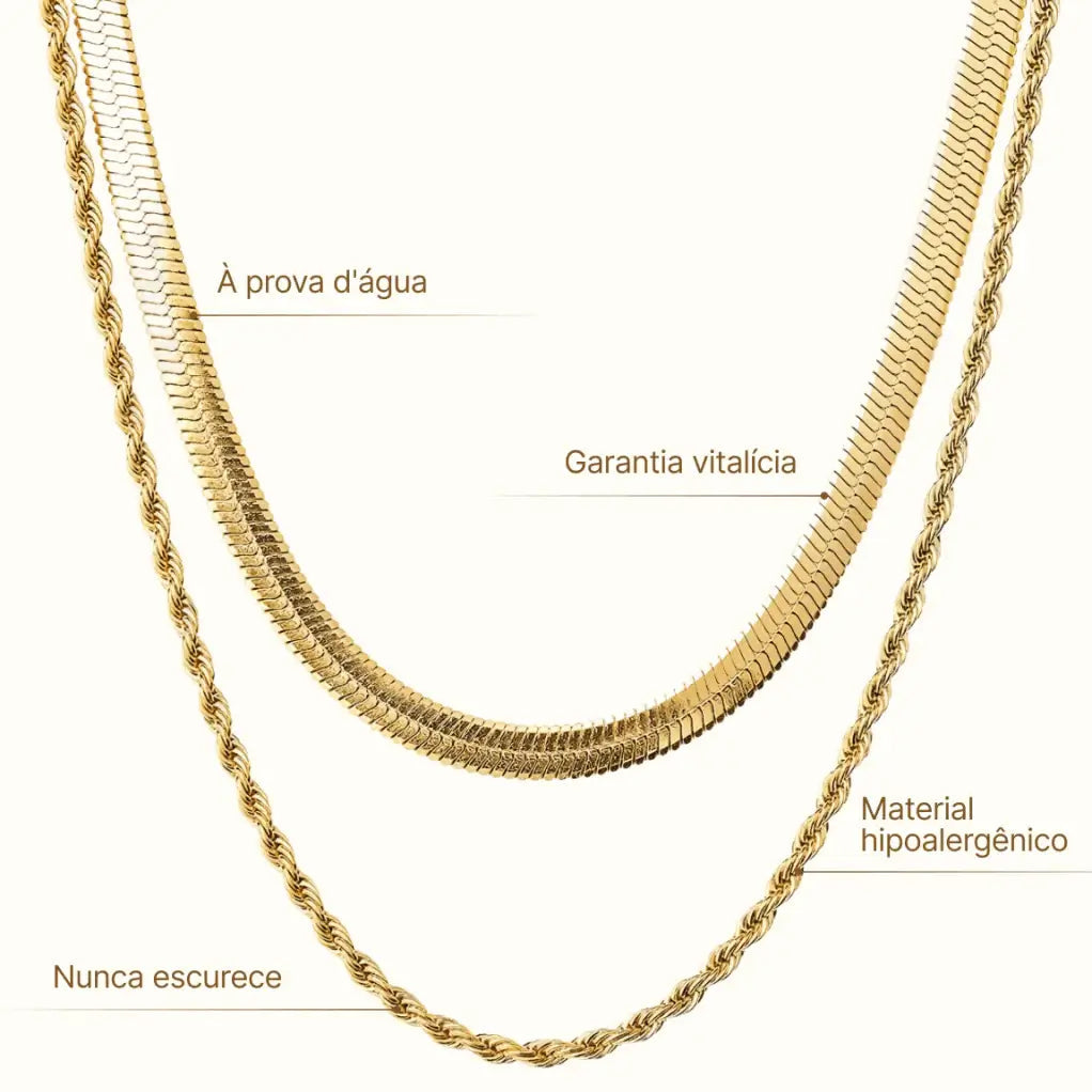 Mix Colar Melina Banhado em Ouro 18k